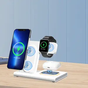 3 In 1 Foldable Wireless Stand Fast Charging Cell Phone Holder Multi-function Wireless Charger For IPhone Airpods IWatch