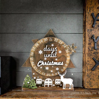 Carte d'enregistrement de temps rotative en bois réutilisable calendrier perpétuel décor de bureau pour Noël
