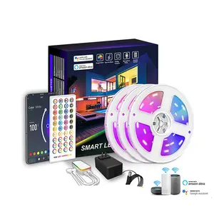 5M 10M Alexa Google Home Dekorative Musik Sync Strip Light RGB5050 Tuya Wifi Smart LED-Licht leisten mit Fernbedienung