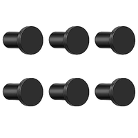 Crochets muraux en métal noirs, lot de 6, 10 kg, écologiques, modernes, robustes, à visser, pour salle de bain, cuisine, armoire