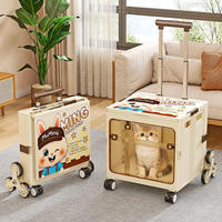 Poussette pour animaux de compagnie portable et pliable, chariot à double porte, lit d'extérieur pour chat et chien, chariot de transport en plastique avec poignée, capacité 30 kg