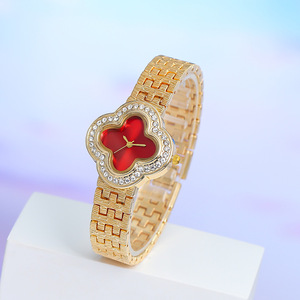 Montres pour femmes NSB25 <span class=keywords><strong>Hifive</strong></span> Vintage à quatre feuilles de trèfle en or avec diamants et quartz, montres-bracelets de luxe pour femmes, Orologio Donna - Product Image 3