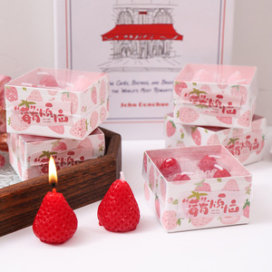 Bougie parfumée pour gâteau d'anniversaire, bougie décorative parfumée à la fraise, bougies aromathérapeutiques à la fraise - Product Image 4