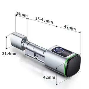 블루투스 Ttlock 앱 생체 인식 지문 RFID 카드 유로 실린더 잠금 전자 스마트 도어록