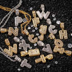 Ciondolo Charm con Lettere dell'<span class=keywords><strong>Alfabeto</strong></span> A-Z in Zucchero di Roccia, Collana con Iniziale Singola Mini per Uomo e Donna, Gioielli Stile Rapper - Product Image 2