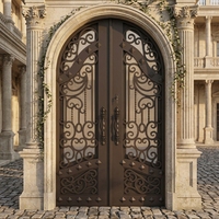 Pintu Besi Tempa Gaya Victoria untuk Rumah, Desain Museum, Kaca Low-E Thermal Break, Pintu Besi Ganda NFRC, Merek JXY untuk Rumah Baru