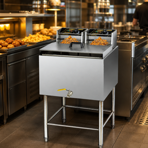 Friteuse électrique professionnelle sur pied 28L double cuve double panier 8kW pour frites poulet restauration - Product Image 6