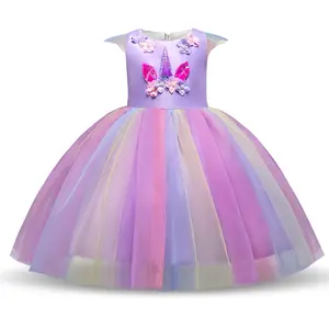 מפעל ישיר סיטונאי קיץ חדש בנות שרוולים מסיבת יום הולדת מפואר צבעוני תינוק שמלות 12 כדי 18 חודשים