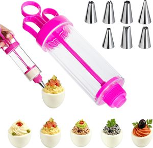Injecteur à œufs farcis, outil de décoration d'œufs, injecteur de garniture pour pâtisserie avec 7 embouts de pâtisserie en acier inoxydable, outil de décoration d'œufs - Product Image 1