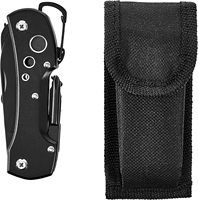 Couteau de poche multifonction industriel en acier 15-en-1 avec lame de scie et ciseaux, étui inclus, pour la randonnée, le camping et la survie, noir