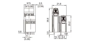 Derks YB372-500/508 2-3poles 16A 300V spina in morsetti, PCB vite morsettiere con pitch 5.08mm/5.00mm