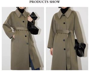 Cappotto doppio lato in pura <span class=keywords><strong>lana</strong></span> monopetto da donna <span class=keywords><strong>di</strong></span> fascia alta abiti <span class=keywords><strong>lunghi</strong></span> girati per l'inverno - Product Image 4