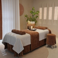 Ensemble de table de massage et de couvre-lit de luxe pour soins du visage, design contrasté blanc et orange