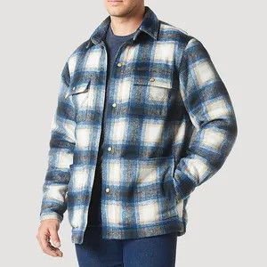 OEM Customized Size Versatile Plaid Men's Flannel Jacket Premium Quality Classic Fit Embroidery Casual Flannel Wear for men