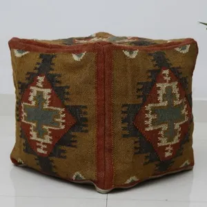 Penutup Pouf Etnis Ottoman Pouf Vintage Wol Tote Kilim Permadani Pouf Buatan Tangan Pouf Kilim Ottoman Pouf Cover