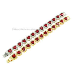 Red Love Rhinestone Bracelet Bracelet, <b>Men</b> and Women Cool Personalized Couple Bracelet Jewelry Tanjing Fashion Lijing Necklace - Product Image 5