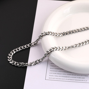 Chaîne cubaine en acier inoxydable de 7,0 mm de large, polie sur quatre côtés, accessoire de bijouterie unisexe, matériau pour collier et bracelet DIY tendance - Product Image 1