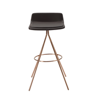Tabouret de bar moderne de style nordique rétro, en cuir PU, pieds fixes, cadre en métal, chaise tendance pour la maison, bar, salle à manger, salon, vente en gros