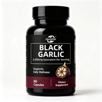 Complément alimentaire en capsules d'extrait d'ail noir fermenté, complément à base d'ail noir fermenté pour adultes, soutien immunitaire et cardiaque