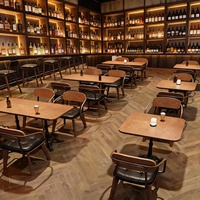 Ensemble de table et chaises de style français vintage rétro pour café-bar, en bois massif, table de bistrot parisienne pour terrasse de restaurant
