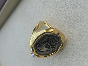 925 Sterling Silver Luxury Vintage Freshwater <b>Pearl</b> Open Adjustable Gold Plated Unisex <b>Rings</b> for Engagement Party Anniversary - Product Image 4