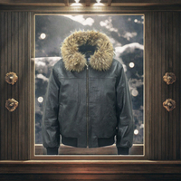 Blouson Bomber en Cuir Vintage NX pour Homme 2026, Col à Grande Capuche, Broderie Lettres, Coupe Ample et Respirante, Fermeture Éclair, Style Hip-Hop