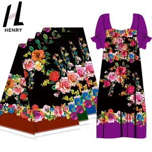 Oil Flower pattern elegant solid shade 2023 Top quality polyester fabric for women mumu skirt