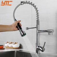 Robinet de cuisine en acier inoxydable chromé de haute qualité avec douchette extractible, mitigeur chaud/froid, design moderne, vente en gros usine