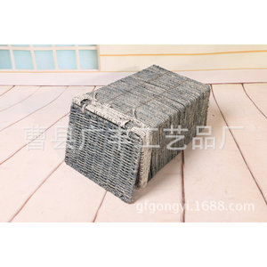 Panier à linge carré en osier avec couvercle gris clair pour buanderie, rangement de vêtements, type sur pied GF 02 - Product Image 4