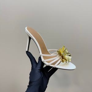 Sandales à talons aiguilles en cuir véritable pour femmes de luxe, bout pointu, fermeture à boucle, chaussures de mariage - Product Image 2