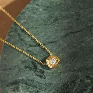 عقد من الماس أحادي بشكل هندسي من ذهب من nessa المجوهرات لا يبهت من الفولاذ التيتانيوم المقاوم للصدأ مجوهرات تصنعها بنفسك بالجملة N2312225 - Product Image 3