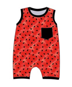 Qingli OEM personnalisé usine pas de tarif unisexe nouveau-né vêtements bébé barboteuse avec imprimé fruits poche courte enfants body Style - Product Image 1