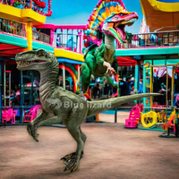 Modelo de Dinosaurio Velociraptor Animatrónico, Dinosaurio Raptor Realista de Tamaño Natural para Decoración de Parques de Atracciones y Carnavales