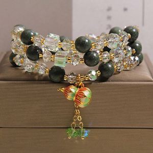 Multi-Gemstone Stone Beads for Women Multi-layered <b>Crystal</b> <b>Bracelet</b> with Incense Beads Women Three-Circle Gourd Pendant <b>Bracelet</b> - Product Image 1