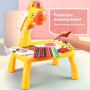 Mesa de dibujo de grafiti de dibujos animados multifuncional BJQ, juguete de escritorio de aprendizaje de proyección LED para niños y bebés, Idea de regalo perfecta - Product Image 4