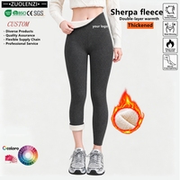 Leggings en molleton côtelé personnalisés pour femmes, collants d'hiver doublés de sherpa, pantalons stretch taille haute pour le froid