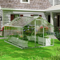 Serre agricole moderne à structure triangulaire en aluminium, installation facile, pour usage domestique et cour, protection UV, anti-corrosion