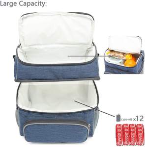 Bolsas de Hombro Grandes y Portátiles de Poliéster OEM, Bolsa de Almuerzo con Aislamiento Térmico a Prueba de Fugas para Oficina y Escuela, con 2 Compartimentos para Lonchera - Product Image 4