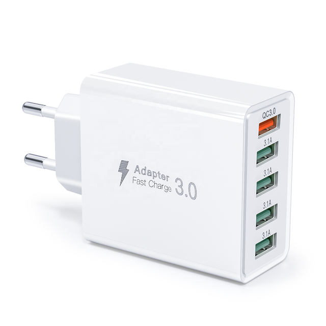 HNT 50W USB Wall Charger Block 5-Port Charger Fast Charging Block QC3.0 Multiport USB Plug for iPhone Galaxy Android Phone