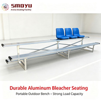 Banc de tribune en aluminium à 2 rangées avec dossier, garde-corps et conception de sécurité pour allée, fournisseur en gros, personnalisation OEM disponible