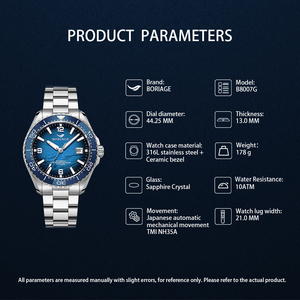 Reloj de Buceo Profesional BORIAGE de Lujo Diseño Original 2025 para Hombre Automático Mecánico NH35A 10ATM Zafiro Luminoso Acero 316L - Product Image 6