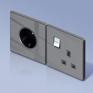 250v 10a 3 Gang 1Way Swiched Socket Prise murale en verre trempé Plaque murale USB C Écran tactile étanche multifonctionnel 4 voies - Product Image 6