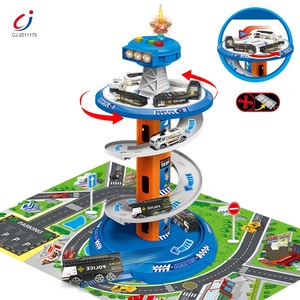 Ensemble de construction en métal moulé sous pression, <span class=keywords><strong>parking</strong></span> en spirale DIY, <span class=keywords><strong>garage</strong></span> de stationnement, ensemble de jouets de voiture, ensemble de jeu de stationnement de voiture en alliage de métal de la police - Product Image 1