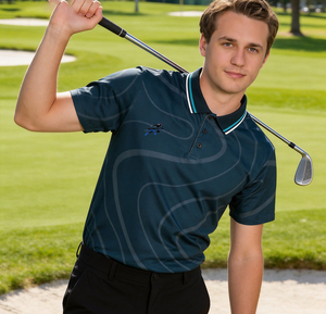 Camisas de Golf a Rayas Tejidas Personalizadas de Fábrica para Hombre, Impresión por Transferencia de Calor, Secado Rápido, Absorción de Humedad, Manga Corta, Poliéster 210g - Product Image 6
