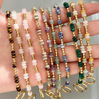 Bracelet en chaîne d'acier inoxydable avec perles de pierre naturelle de style bohème, accessoire en pierre fait main original pour femmes