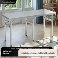 Table pliante en acier inoxydable avec pieds galvanisés, portable, pour barbecue, marché nocturne, maison, extérieur, table de travail, style minimaliste