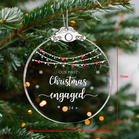 Ornement de Noël personnalisé en cristal K9 transparent de 75 mm, ornement rond en verre pour arbre de Noël, cadeau souvenir pour les couples