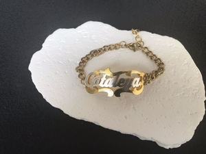 Braccialetti con Doppia Targhetta Personalizzabile in Acciaio Inox, Catena Cubana Bicolore, Regalo per Donne - Product Image 2