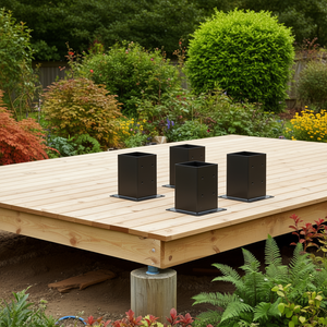 ขายึดพื้น D0100X3LK48 ขนาด 5.6x5.6 นิ้ว ทำจากเหล็กกล้าคาร์บอน แข็งแรงทนทาน สีดำ สำหรับงานภายนอกอาคาร จำนวน 4 ชิ้น เหมาะสำหรับตกแต่งสวนและจัดสวนสไตล์โมเดิร์น - Product Image 2