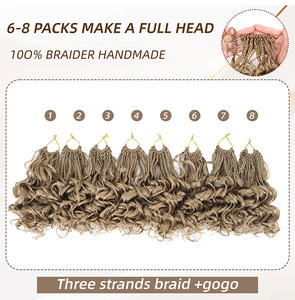 BELEZA 1B Nuevo Producto Fácil de Instalar, Cabello Afro Crochet con Trenzas de Tres Hilos, Color Negro, Extensiones de Cabello <span class=keywords><strong>Gogo</strong></span> Curl - Product Image 2